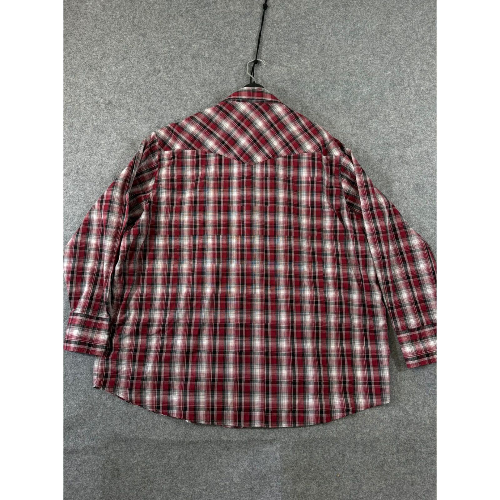 Wrangler VINTAGE Wrangler Western Shirt Mens 2XL Maroon Red Plaid Pearl Snap Cowboy Long Sleeve Pockets Size US XXL / EU 58 / 5 - 6 Thumbnail
