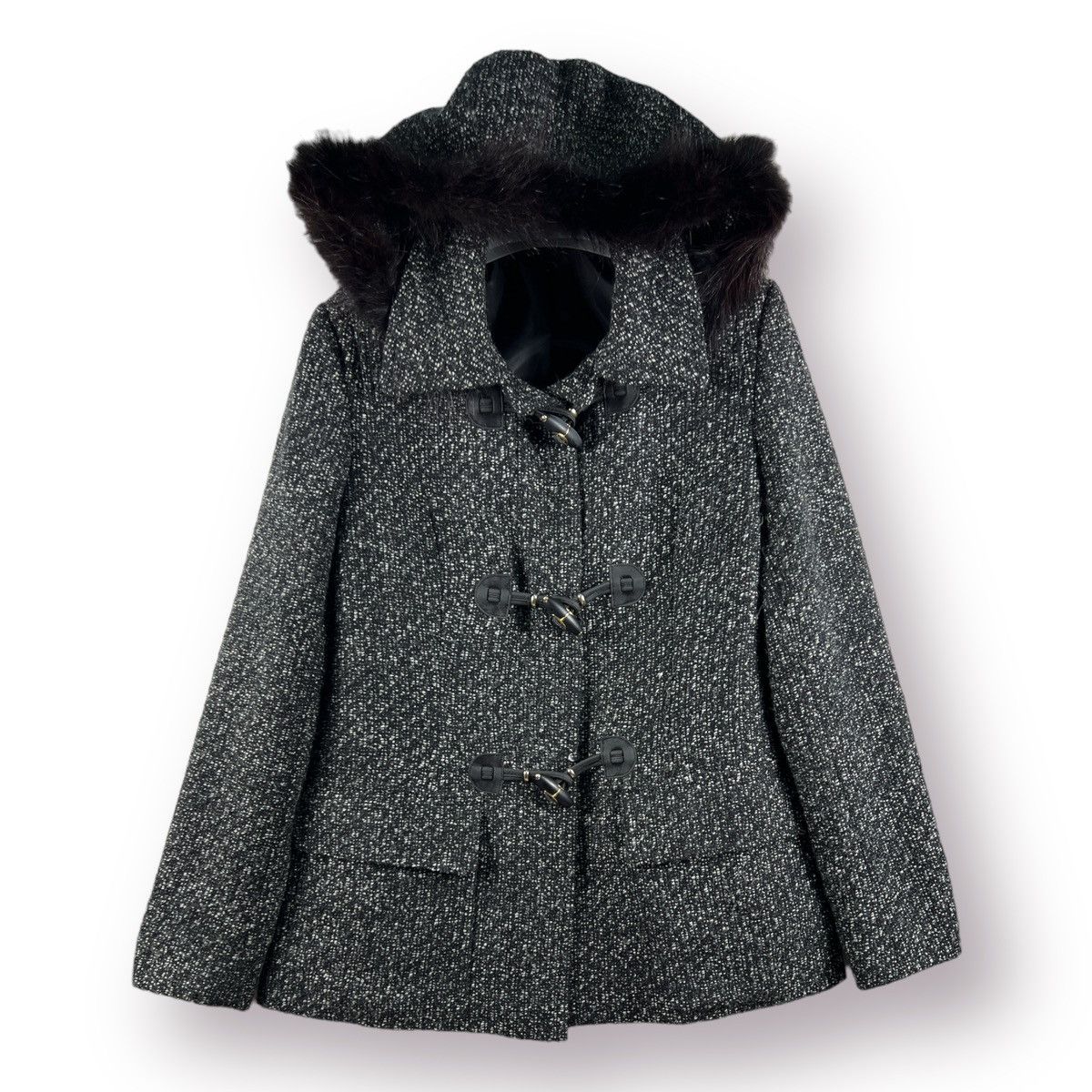 image of Charlotte Chesnais x Italian Designers Charlotte Paris Virgin Wool Duffle Coat in Black, Women's (S
