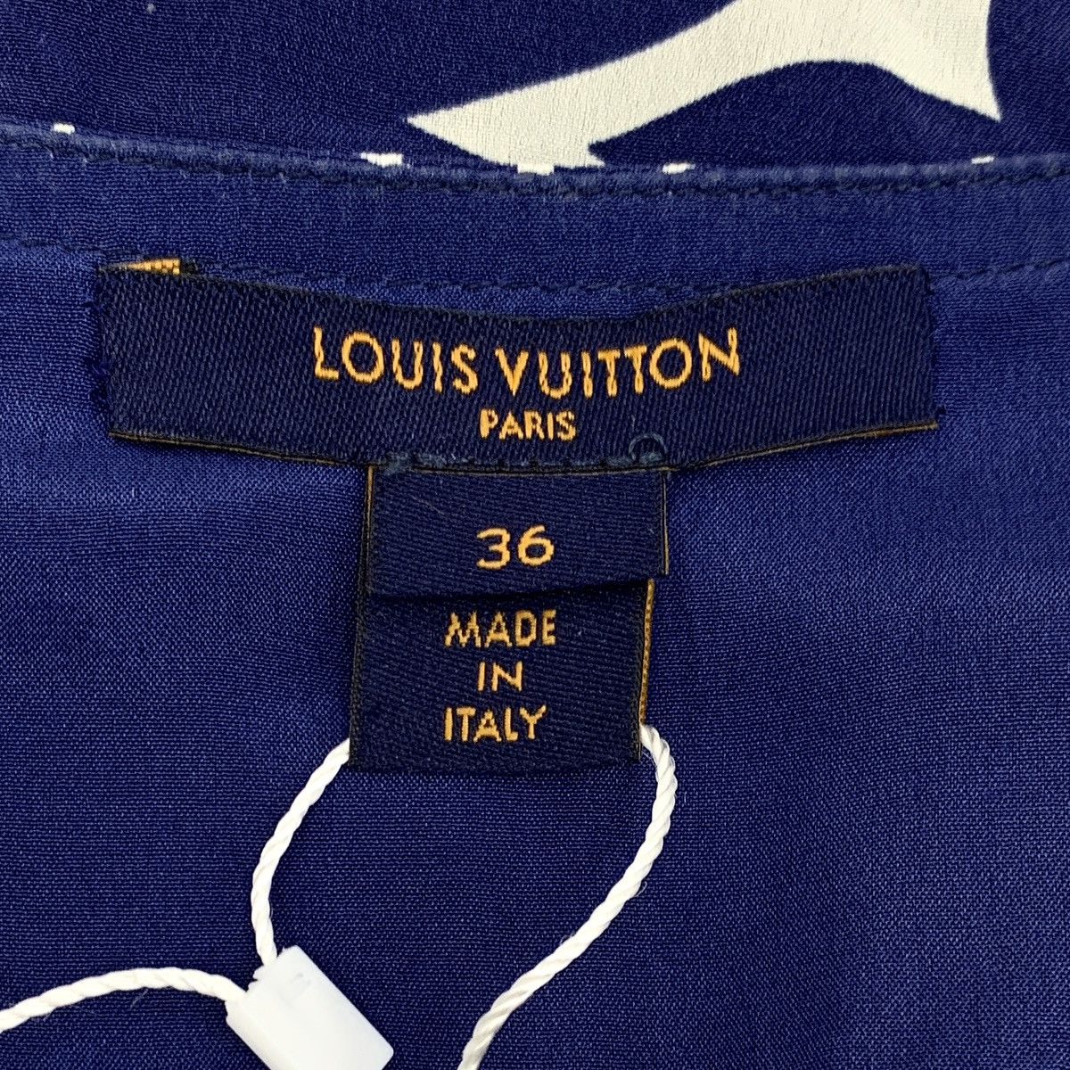 Louis Vuitton Louis Vuitton Blue Logo Full Printed Mulberry Silk Dress Size XS / US 0-2 / IT 36-38 - 5 Thumbnail