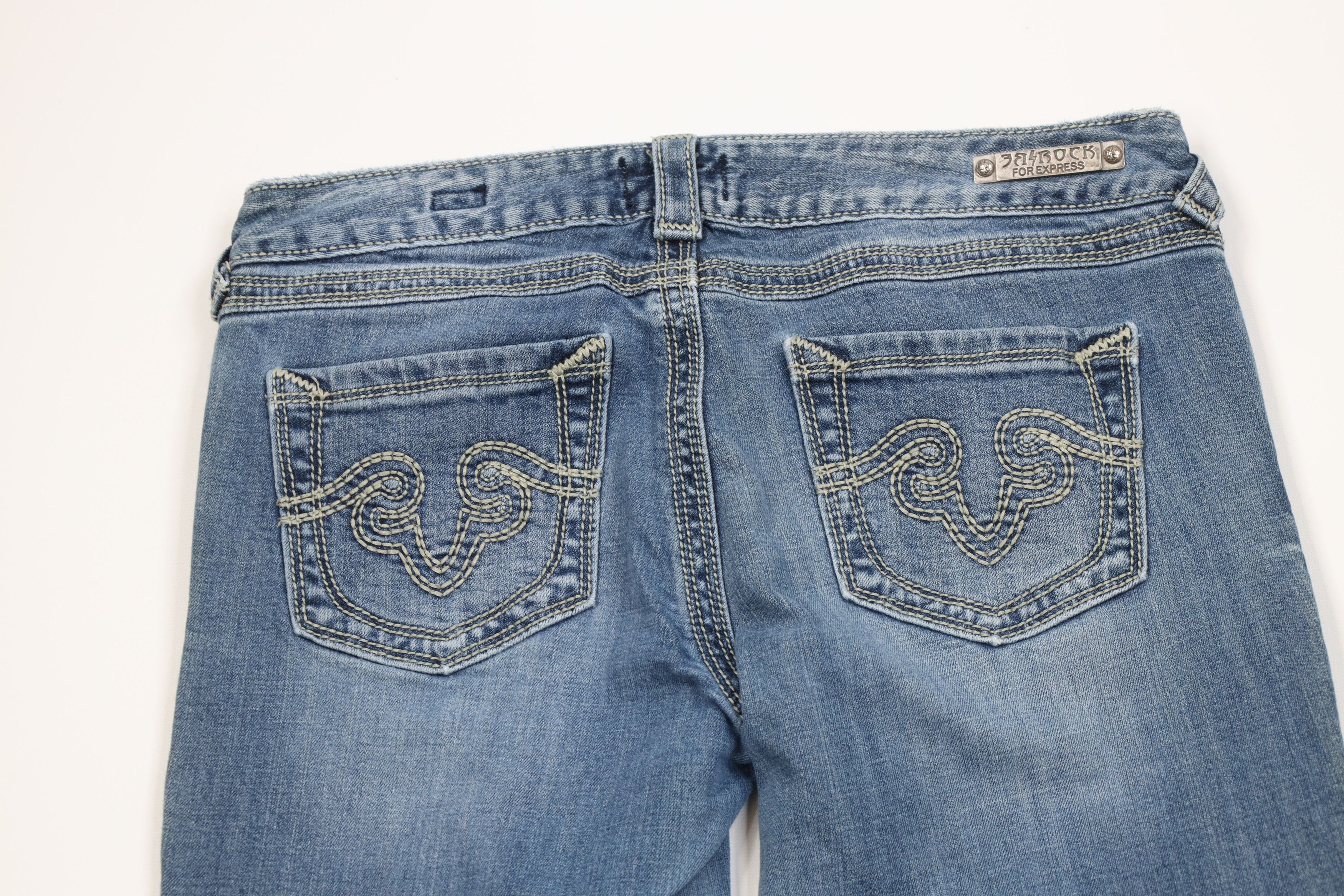 Express Y2K Express ReRock Stitch Flared Boot Cut Denim Jeans Blue Size 30" / US 8 / IT 44 - 12 Thumbnail
