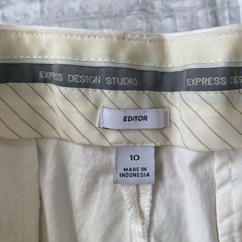 Express Express Design Studio editor women 10 cotton blend white chi Size 32" / US 10 / IT 46 - 4 Thumbnail