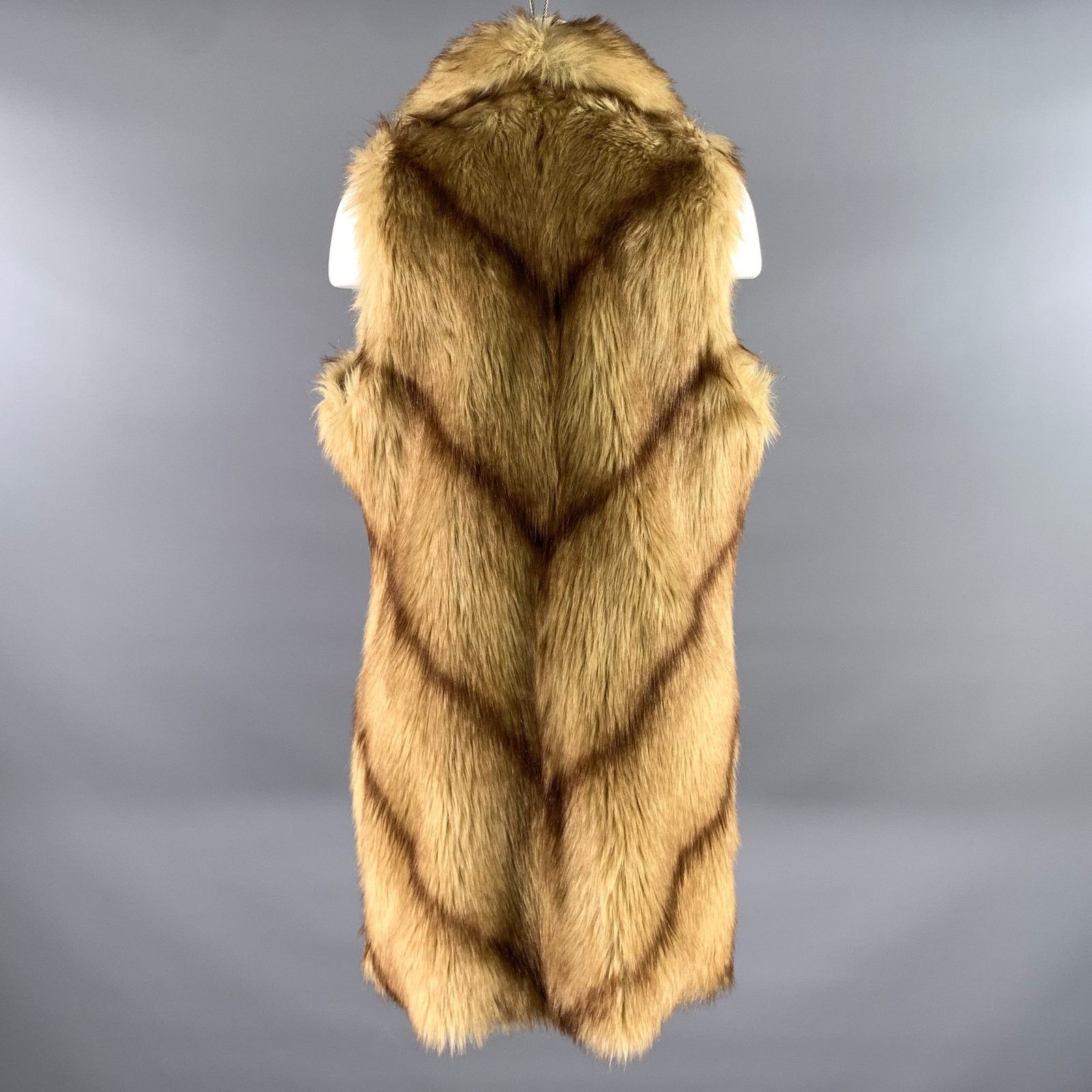 Other BASSO Size M Tan Brown Faux Fur Modacrylic Vest Size M / US 6-8 / IT 42-44 - 4 Thumbnail