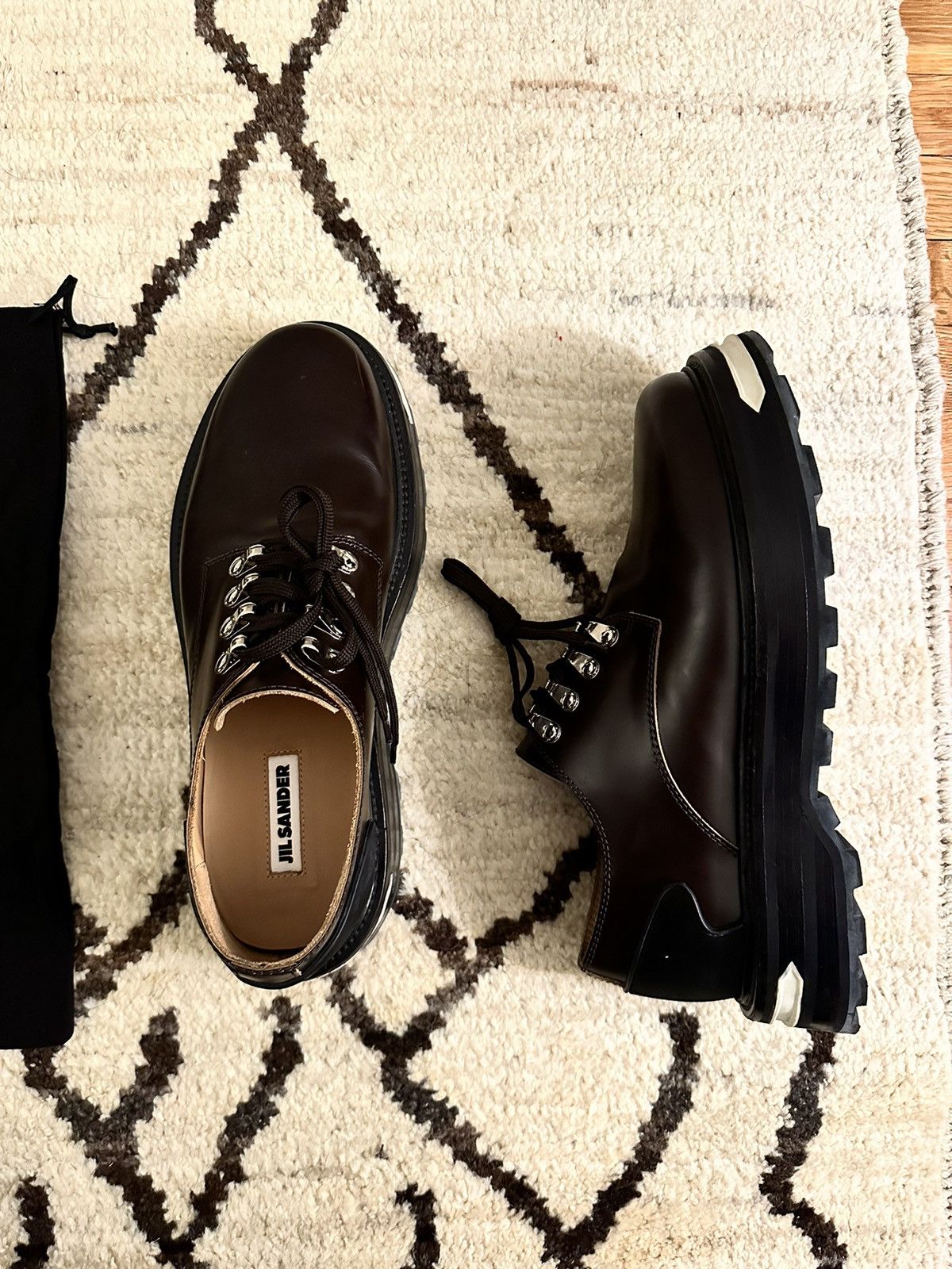 image of Jil Sander Metal Eyelet Derby’S Shoes in Brown, Men's (Size 11)