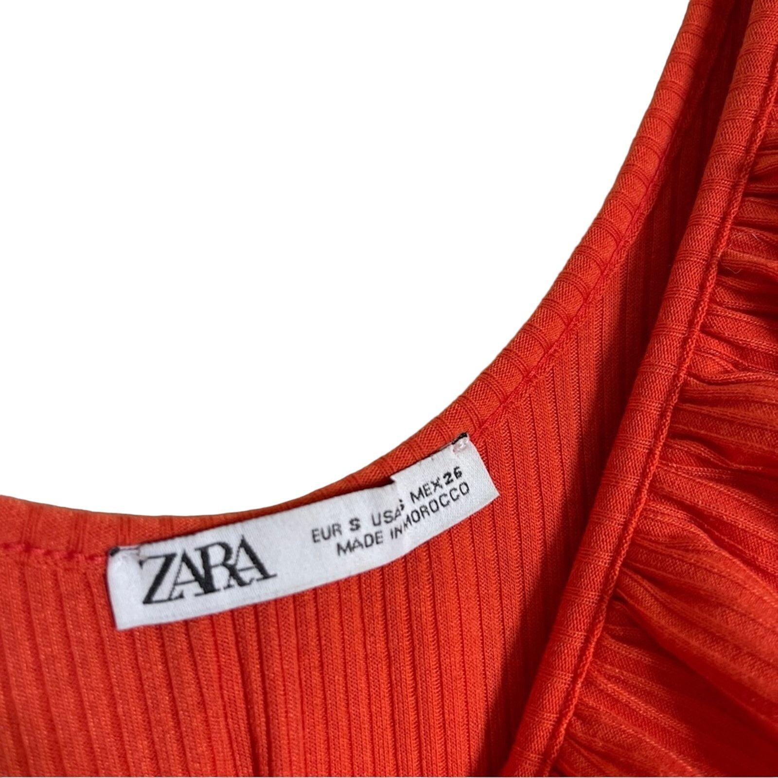 Zara Zara Ruffle Ribbed Midi Dress Orange Size S Size S / US 4 / IT 40 - 5 Thumbnail