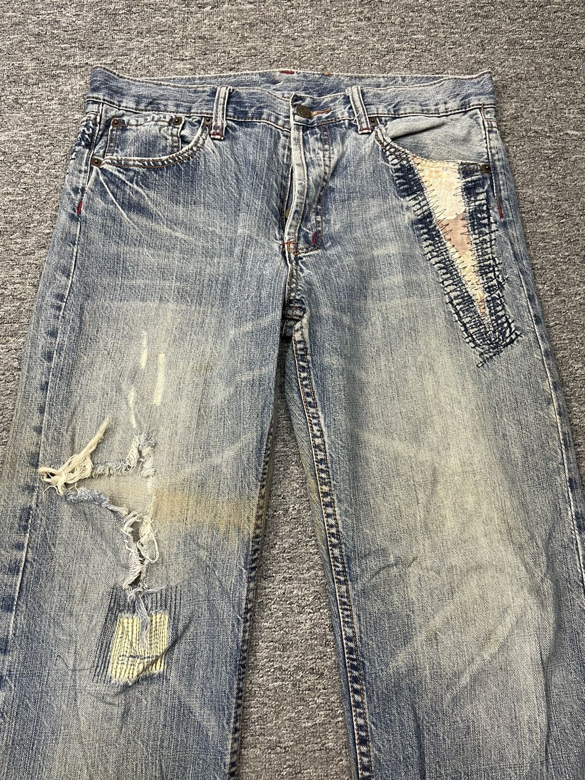Takeo Kikuchi Vintage Takeo Kikuchi Patchwork Jeans Denim Sashiko Stitch Size US 32 / EU 48 - 3 Thumbnail