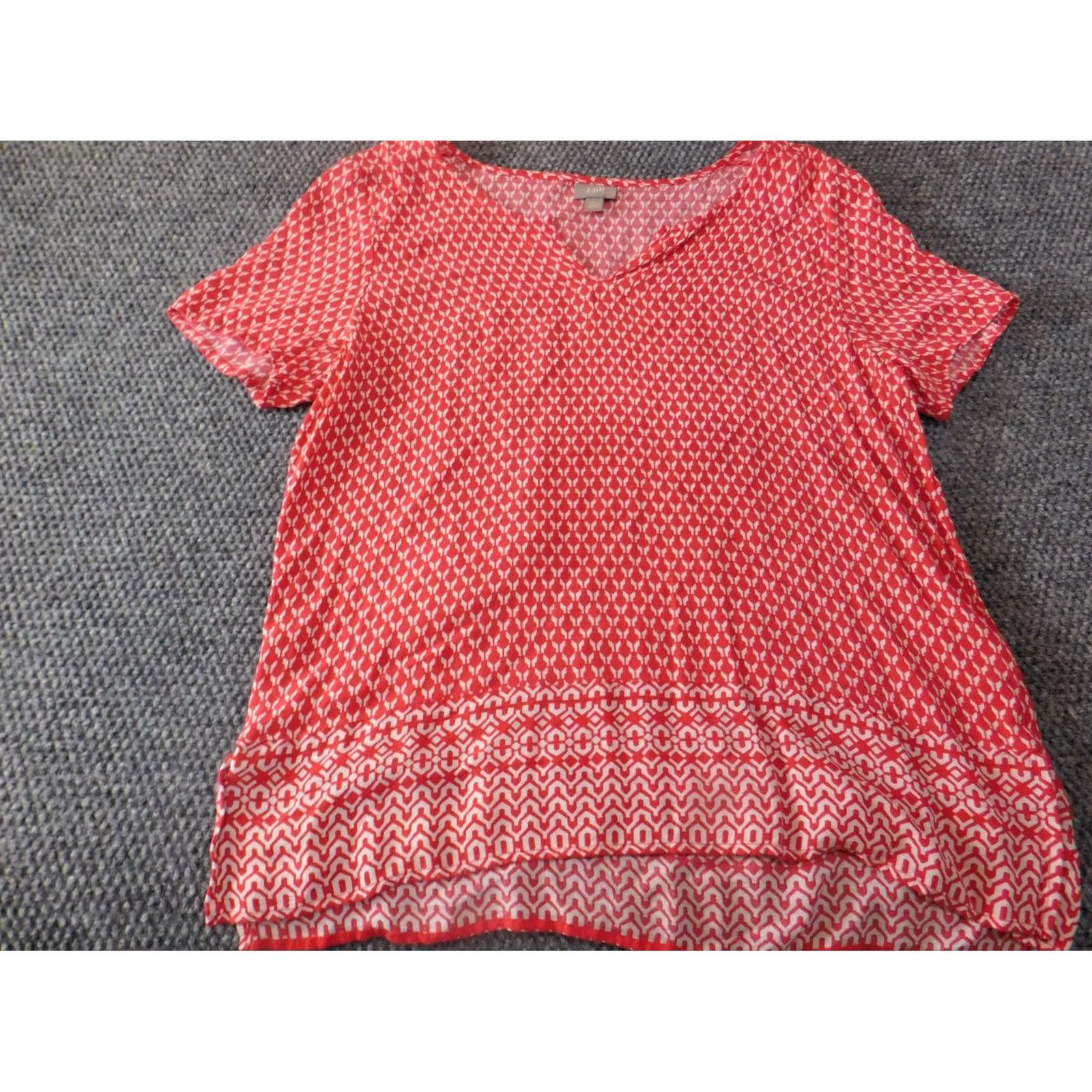 J. Jill J. Jill Blouse Shirt Womens Small Petite Red V-Neck Plaid Cap Sleeve Pullover Designer Button Casual Regular Fit Size L / US 10 / IT 46 - 3 Thumbnail