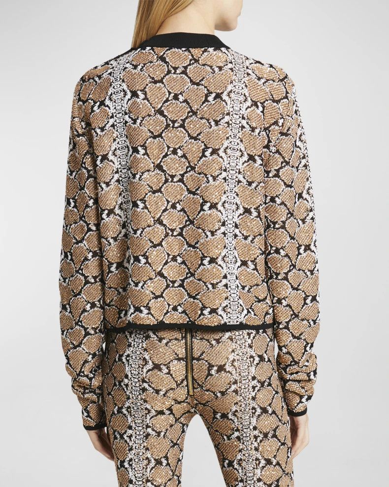 Balmain o1s1wg110825 Python Knit Sweatshirt in Brown Size M / US 6-8 / IT 42-44 - 4 Thumbnail