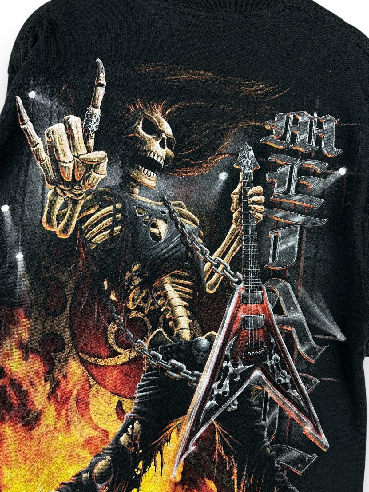 Other Vintage Rock Salute Skull Over Print Double Sided T-Shirt Size US L / EU 52-54 / 3 - 7 Thumbnail
