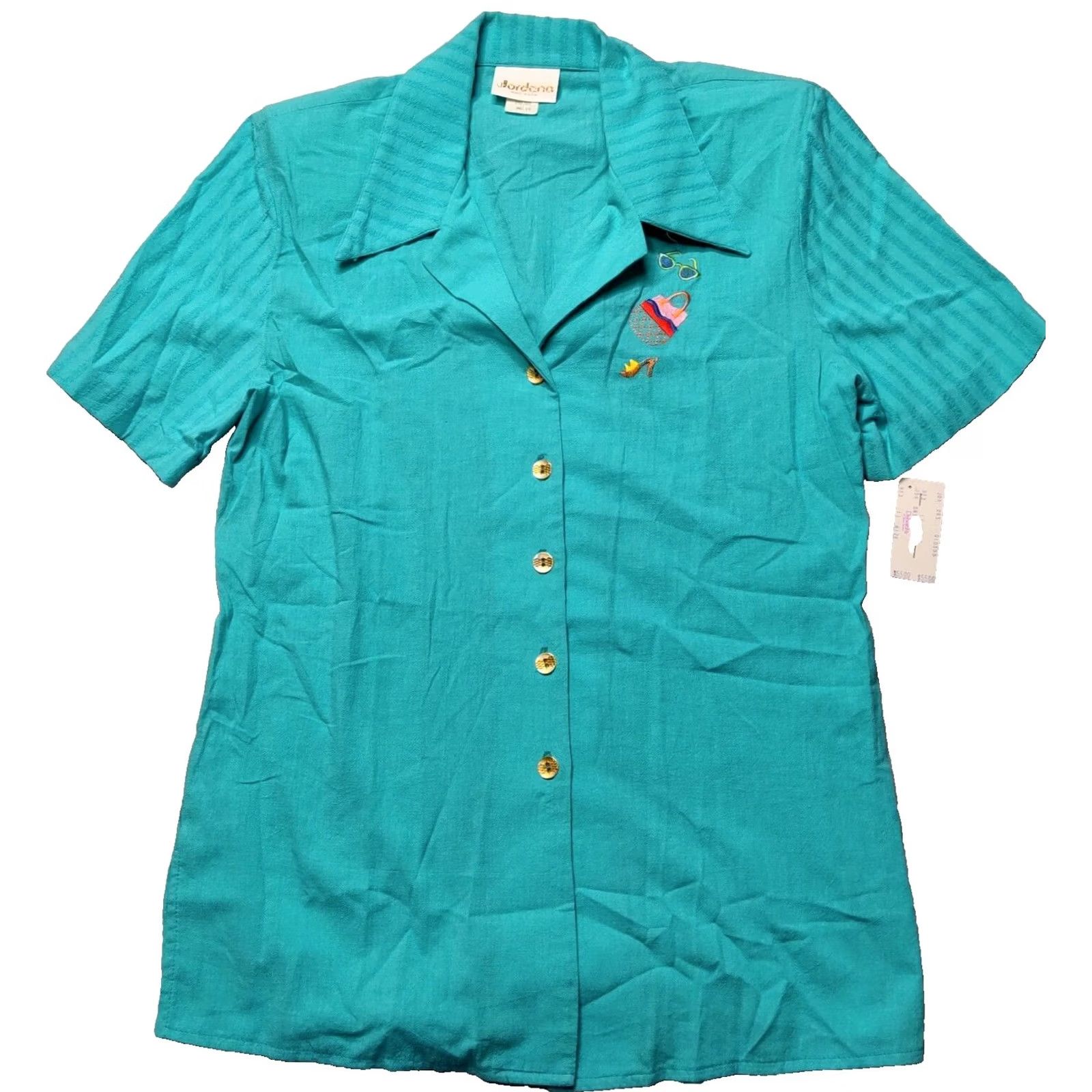 Jordan Brand VINTAGE JORDANA Blouse Women Small Blue Embroidered NEW DEADSTOCK Made in USA Size S / US 4 / IT 40 - 2 Thumbnail