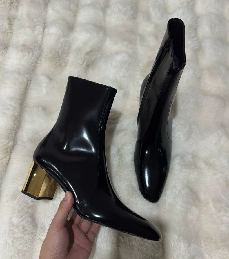 Saint Laurent Paris Saint Laurent Paris 23 Show Gold Heel Boots 2505-Nextarrow Size US 7 / EU 40 - 2 Thumbnail
