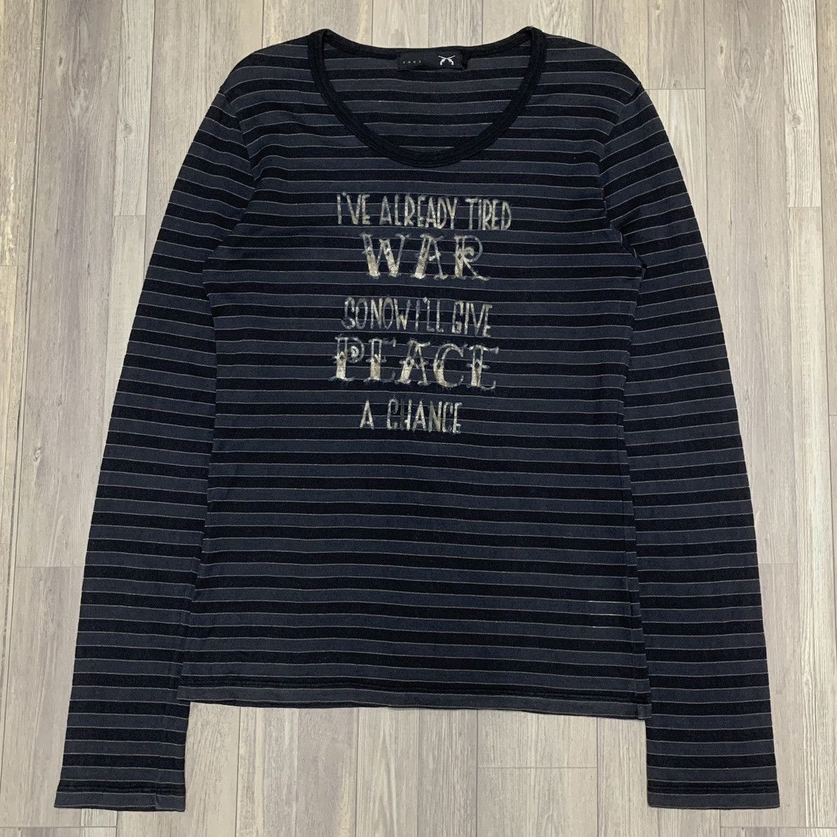 image of Roar/Roarguns “I’Ve Already Tired War” Striped Longsleeve in Black, Men's (Size Medium)