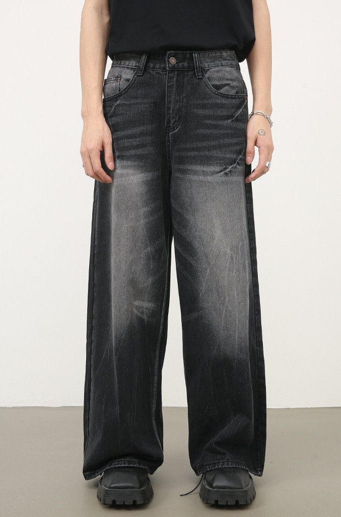 Japanese Brand × Jean Men's black lightning pattern vintage washed jeans Size US 32 / EU 48 - 1 Thumbnail