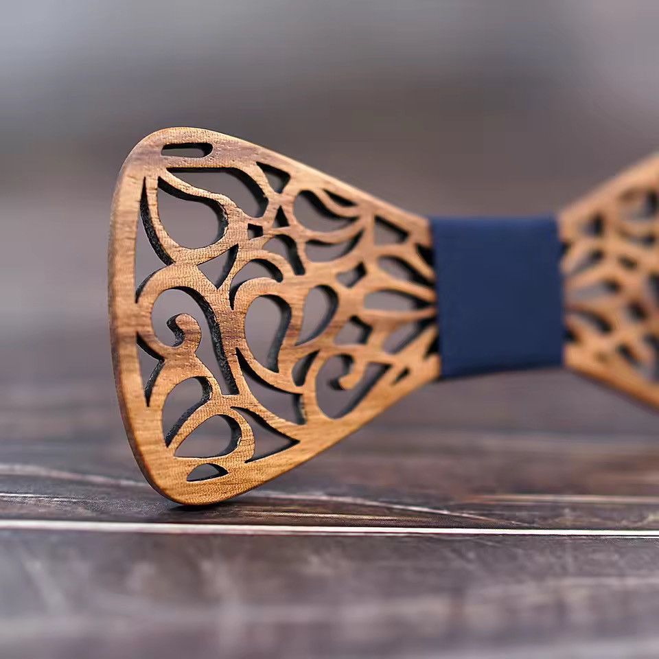 Handmade Floral Wood Bow Tie Size ONE SIZE - 3 Thumbnail