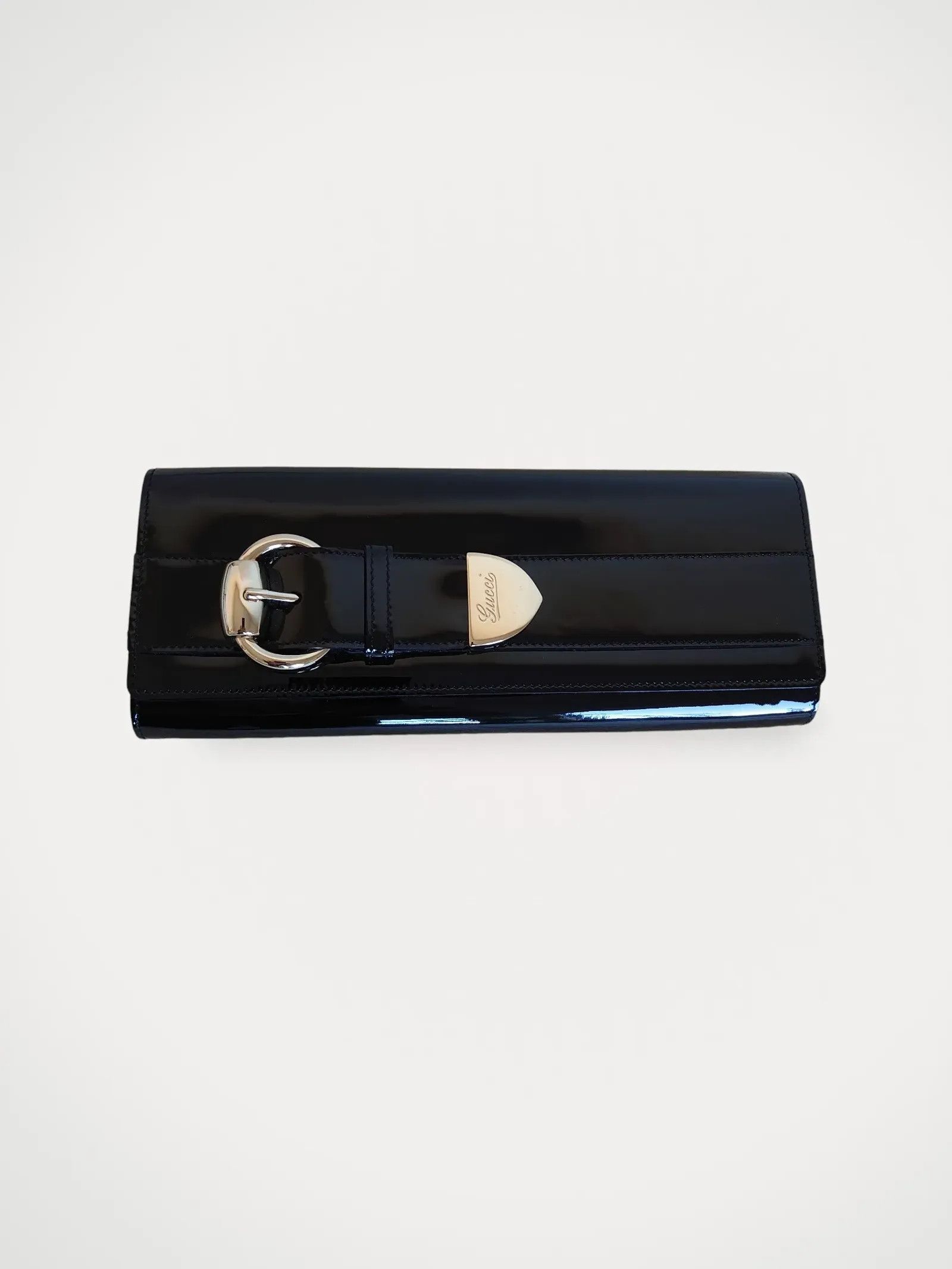 Gucci Gucci Gucci Black Patent Leather Buckle Clutch Clutch. bag Size ONE SIZE - 1 Thumbnail