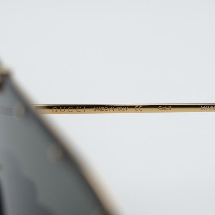 Gucci Gucci GG0667S 001 Sunglasses Gold Shield Frame, Grey Lenses Size ONE SIZE - 8 Thumbnail