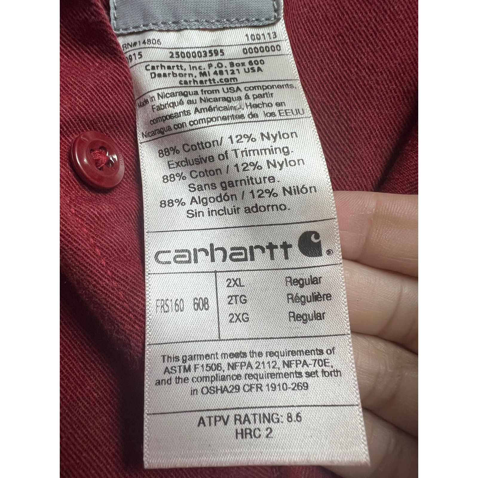Carhartt Carhartt Flame-Resistant Classic Twill Button Down Shirt Red Size US XXL / EU 58 / 5 - 4 Thumbnail
