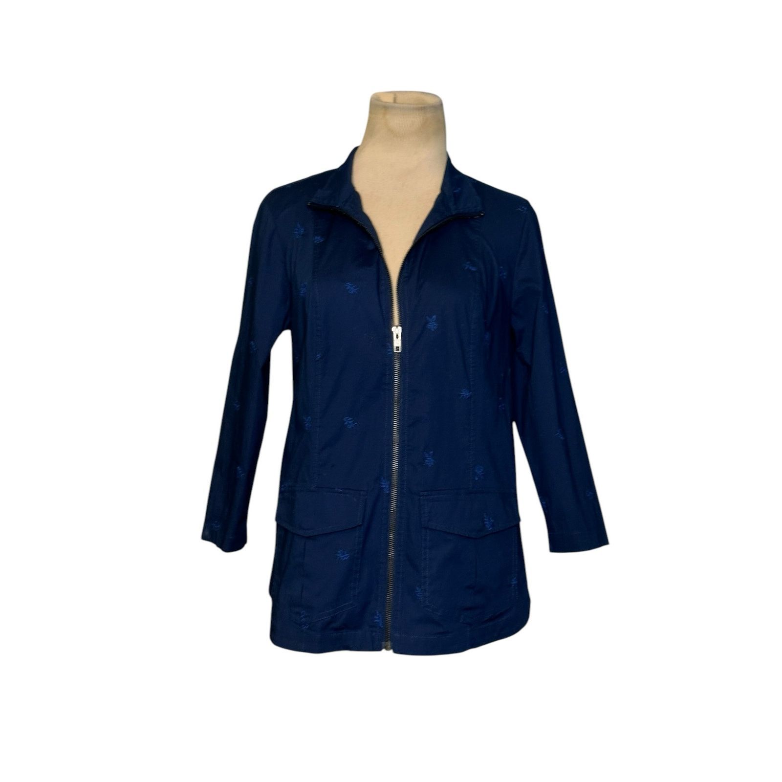 Chicos Chico's navy blue floral embroidered jacket size 0 - small Size S / US 4 / IT 40 - 15 Thumbnail
