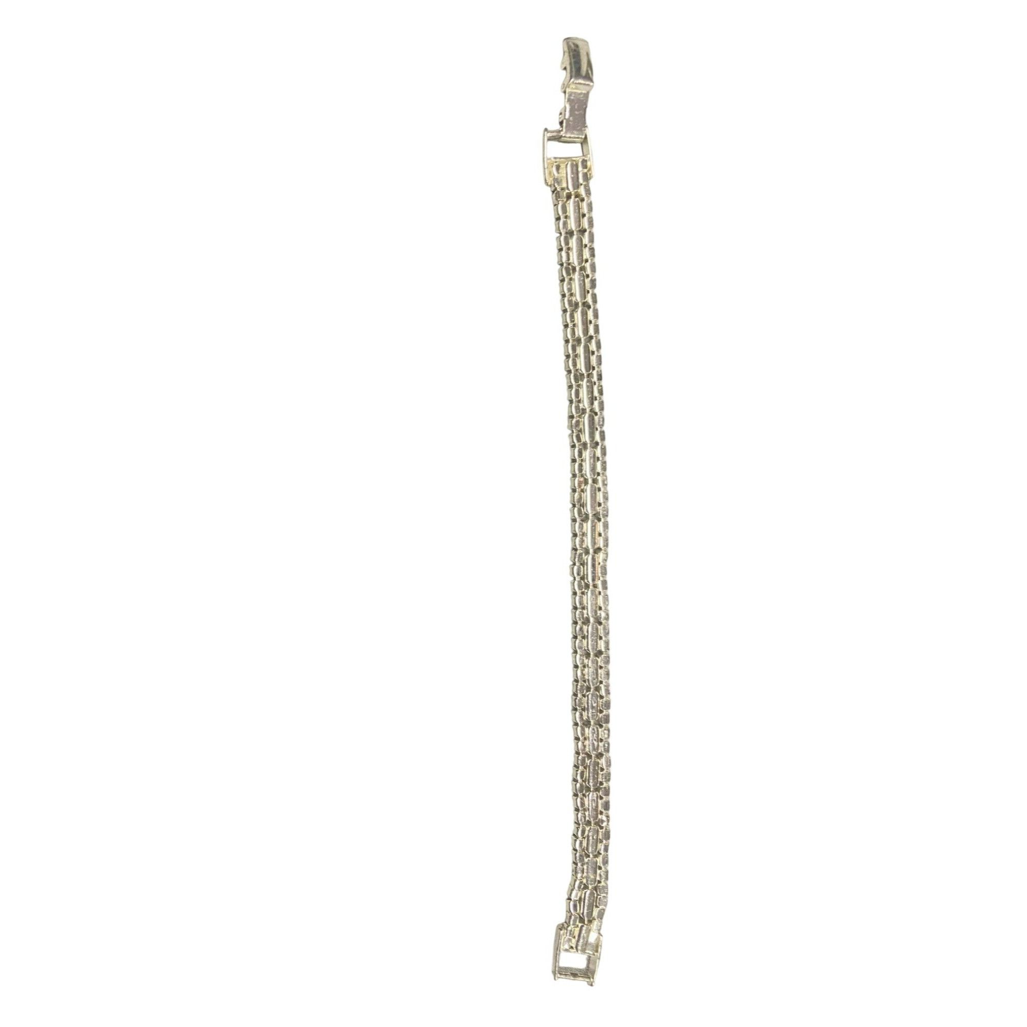 Other Vintage Silver-Tone Rhinestone Tennis Bracelet With Baguette Size ONE SIZE - 5 Thumbnail