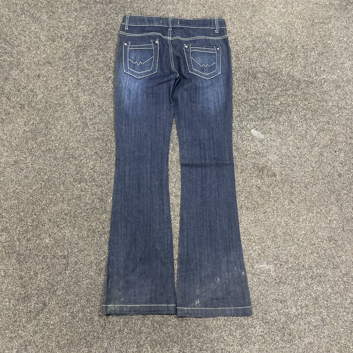 Vintage Vintage Y2K Flare Jeans 90s Faded Thrashed Skate Baggy Logo Size 32" / US 10 / IT 46 - 3 Thumbnail