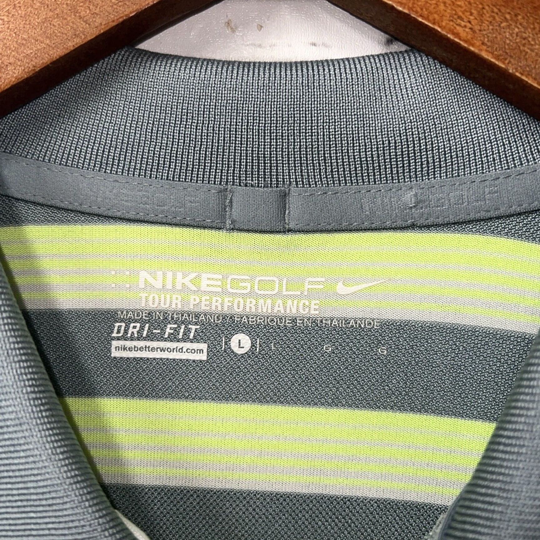 Nike Nike Golf Tour Performance Green Striped Polo Shirt Mens Size L Size US L / EU 52-54 / 3 - 3 Thumbnail