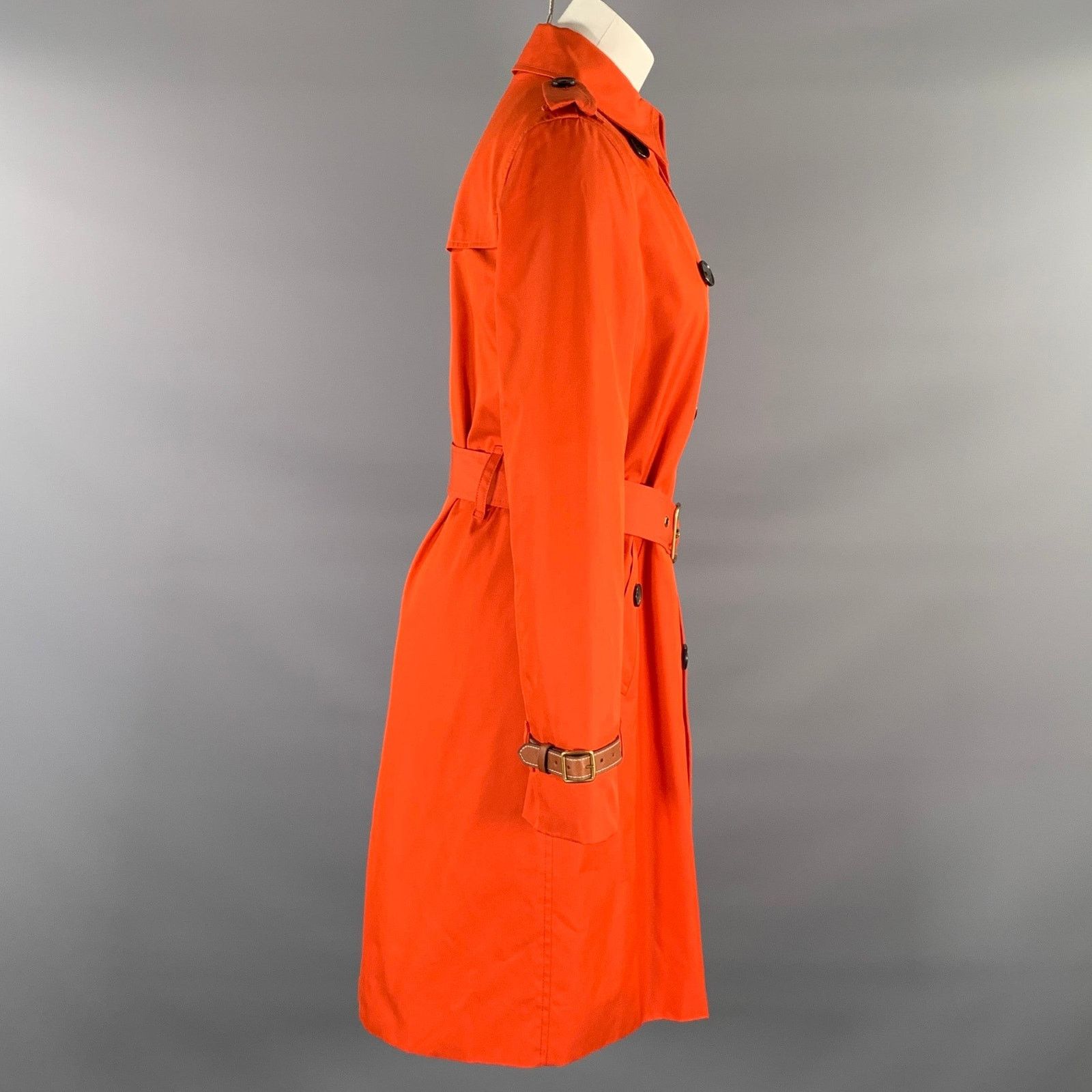 Coach M Orange Cotton Blend Leather Trim Double Breasted Coat Size M / US 6-8 / IT 42-44 - 2 Thumbnail