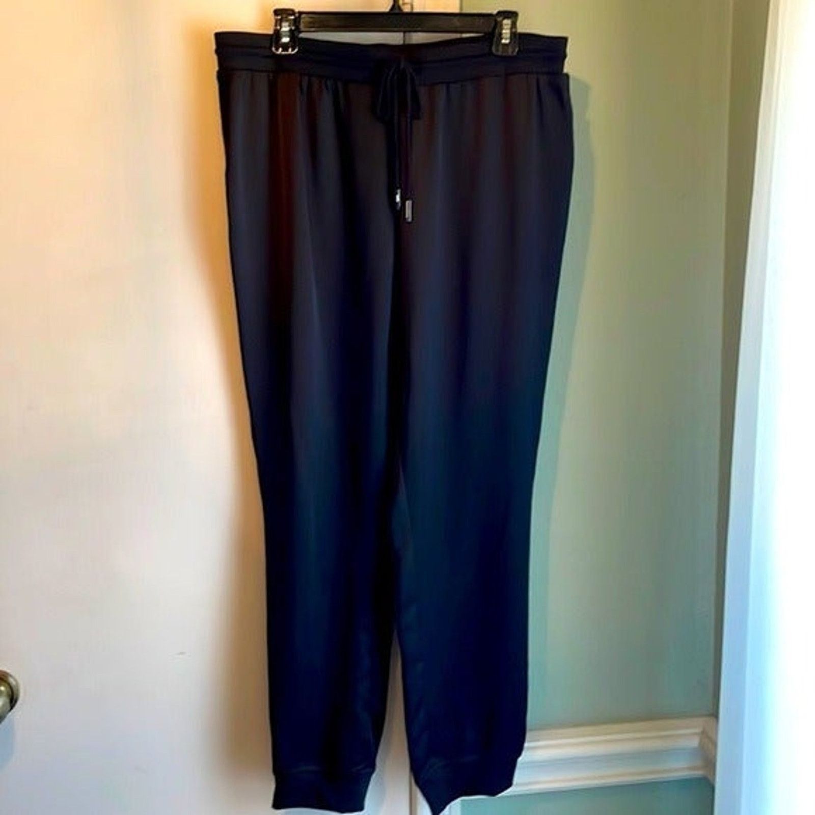 Karl Lagerfeld Karl Lagerfeld Satin Joggers Lace Trim Back Drawstring M Size 30" / US 8 / IT 44 - 3 Thumbnail