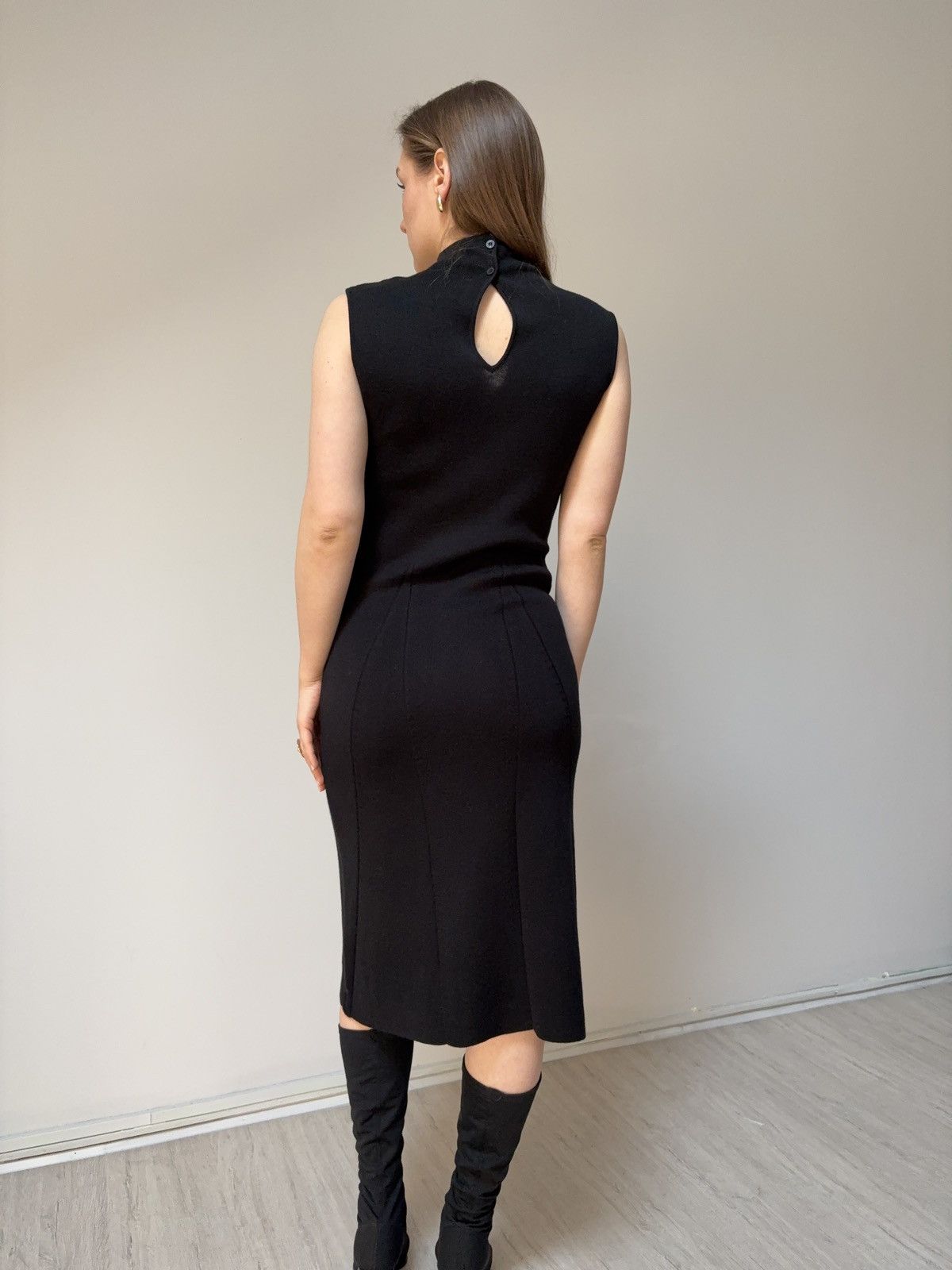 Gianfranco Ferre Gianfranco Ferre GFF Black Knit Midi Dress Merino Wool Siz M Size M / US 6-8 / IT 42-44 - 2 Thumbnail