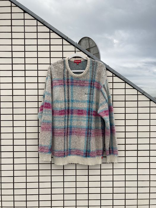 20aw Supreme Brushed Plaid Sweater white - ニット/セーター