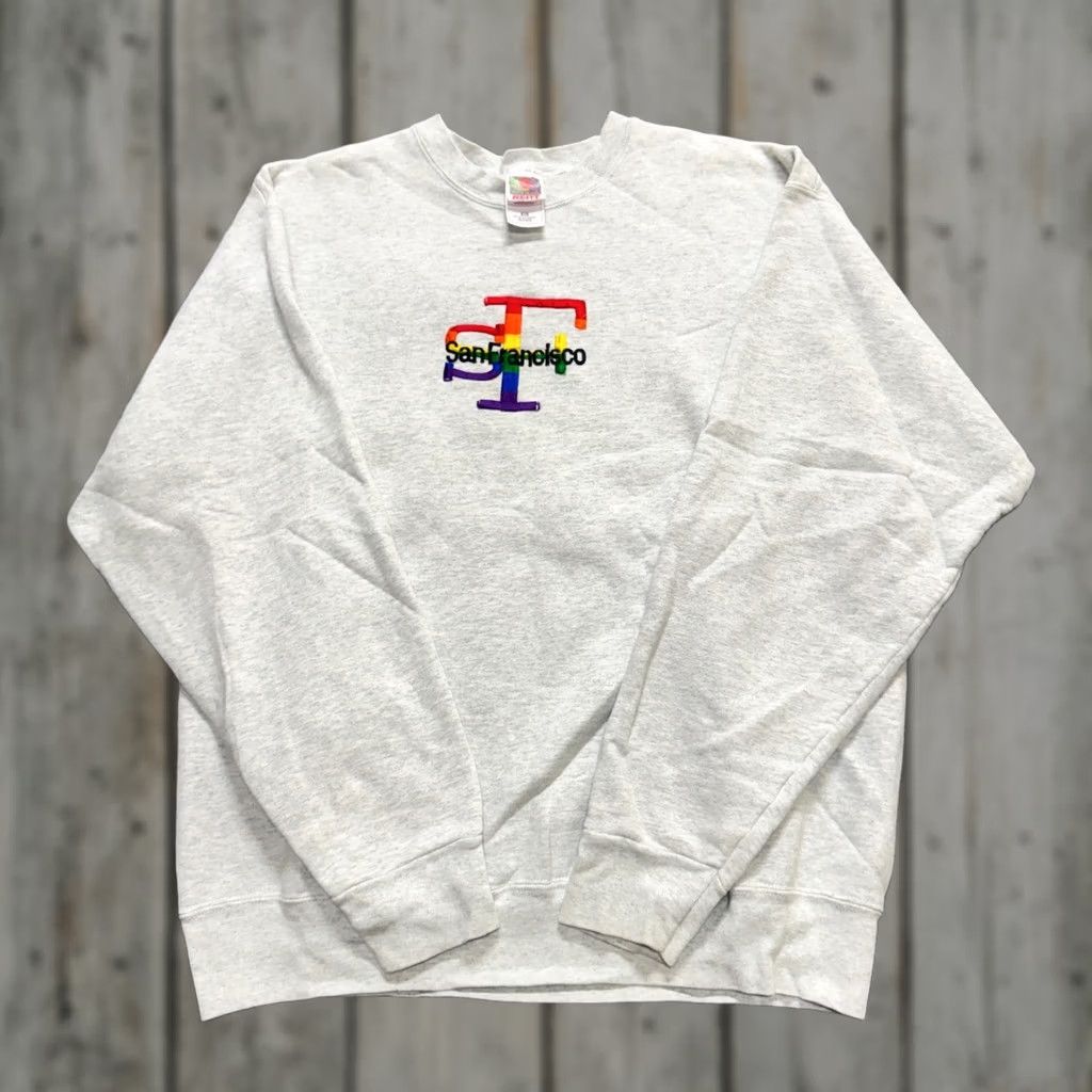 Fruit Of The Loom VINTAGE Fruit of the Loom Sweatshirt Mens XL Pullover Gray Embroidered Cotton Sweatshirt Boy? Size US XL / EU 56 / 4 - 1 Thumbnail
