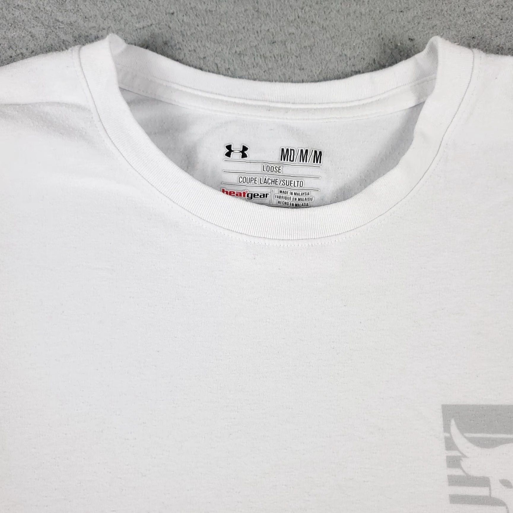 Under Armour Under Armour Rock Project T Shirt Mens Medium White Gray Striped Short Sleeve Size US M / EU 48-50 / 2 - 2 Thumbnail