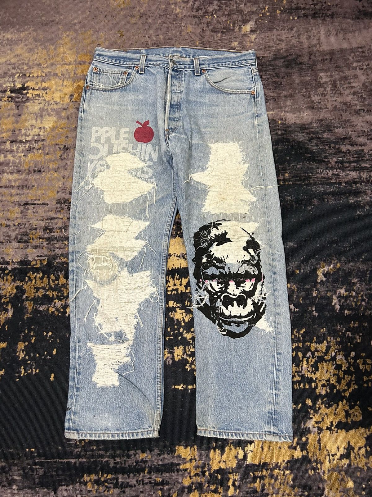 Levi's Vintage Clothing Vintage Levis 501XX Sample Rippert Gorilla Aplle Print Size US 33 - 2 Thumbnail