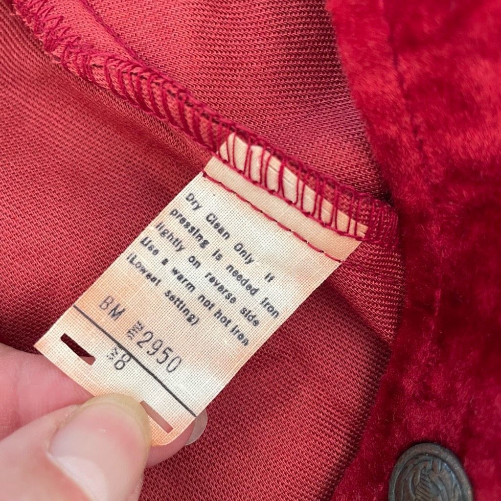 Vintage Vintage 70s Red Velveteen Extreme Wide Leg Palazzo Pants XS Size 25" / US 0 / IT 36 - 8 Thumbnail