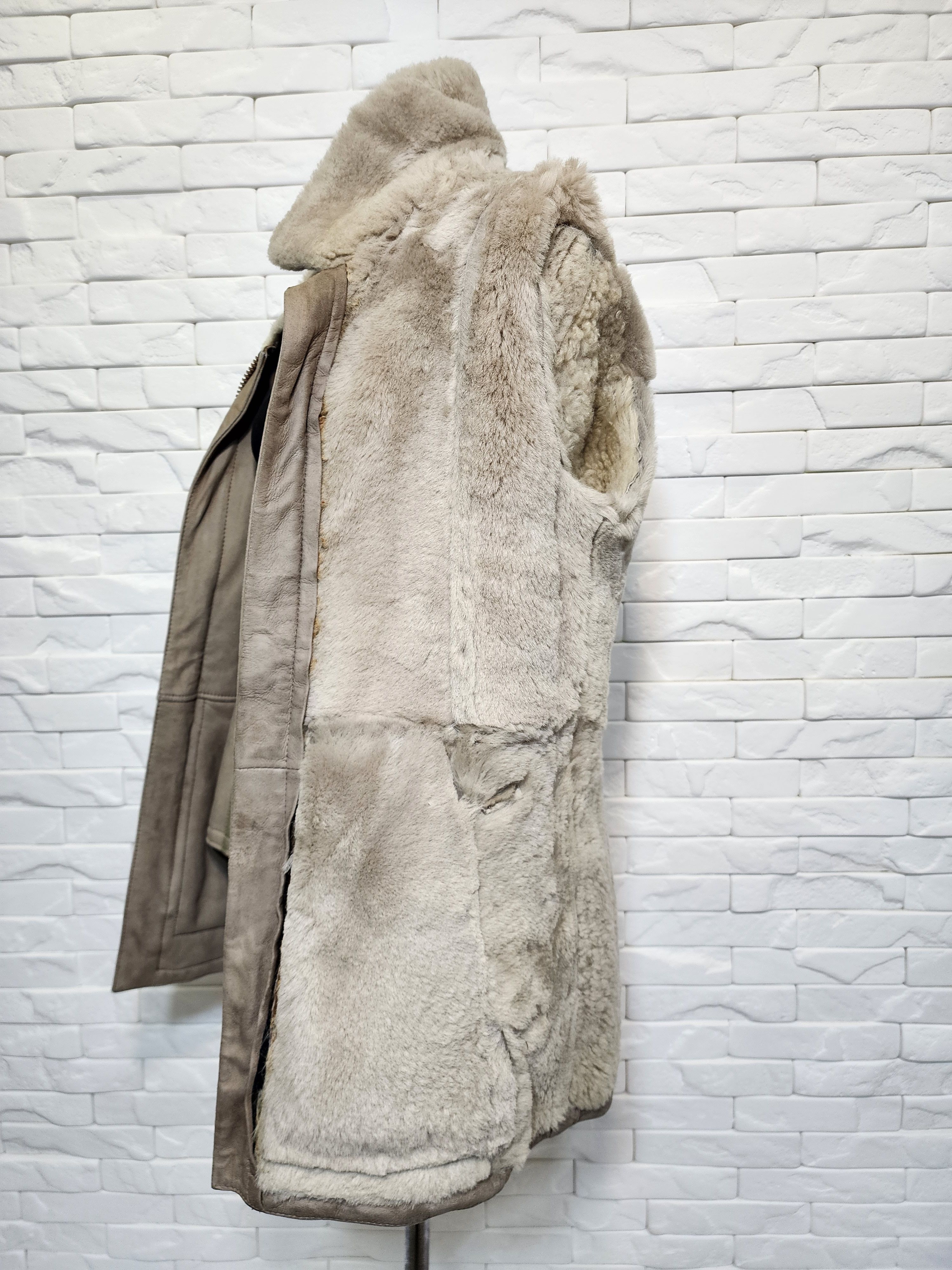 Genuine Leather Men's Gray Sheepskin Coat: Zipper-Up Winter Coat Size US M / EU 48-50 / 2 - 9 Thumbnail