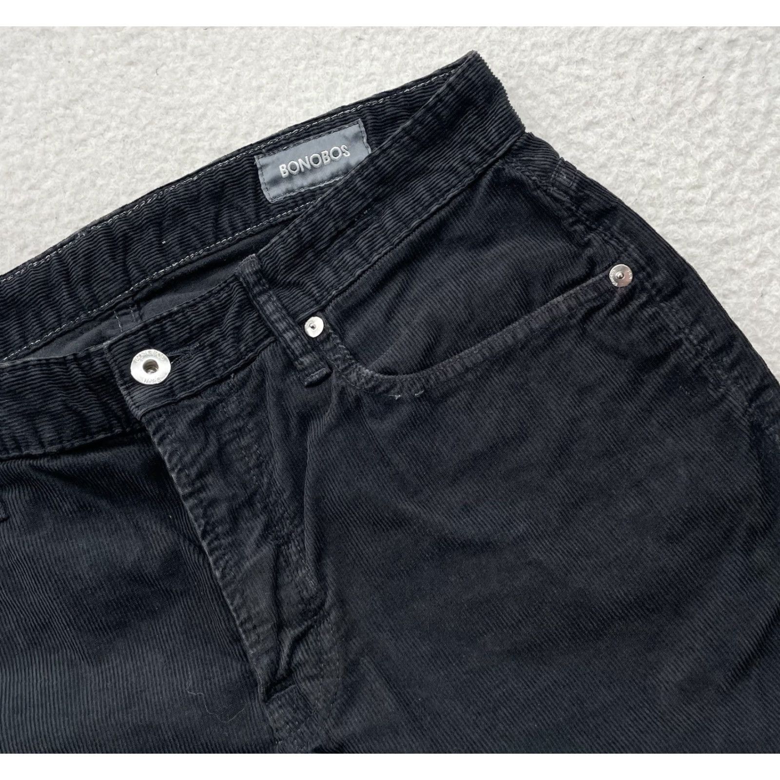 Bonobos Bonobos Black Corduroy Pants Mens 31x30 Slim Fit 5-Pocket Stretch USA Made Cords Size US 31 - 2 Thumbnail