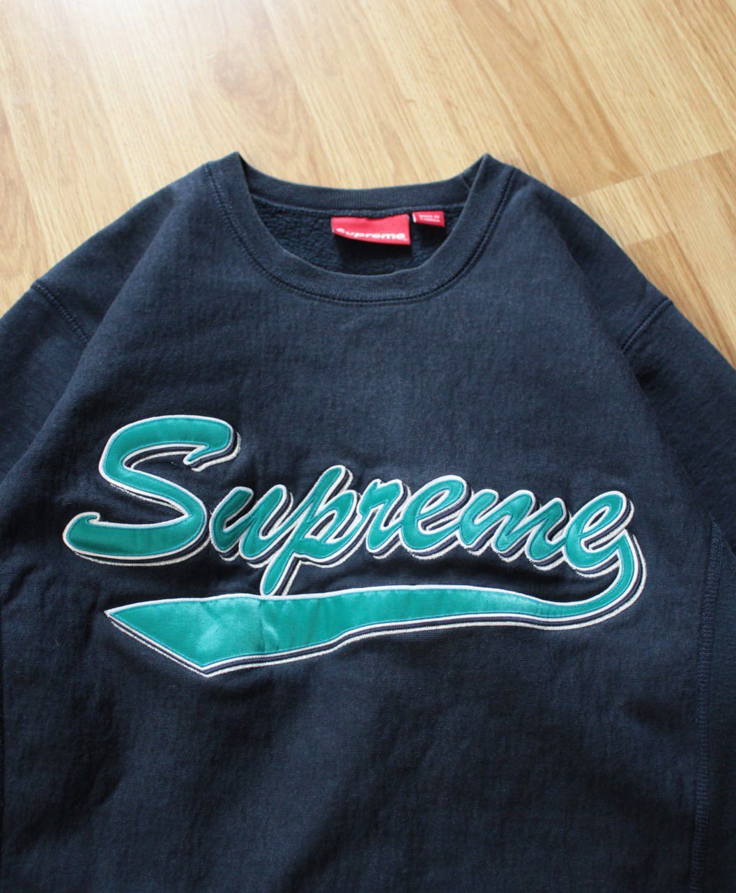Supreme Supreme Brush Script Sweatshirt Navy | Grailed 
