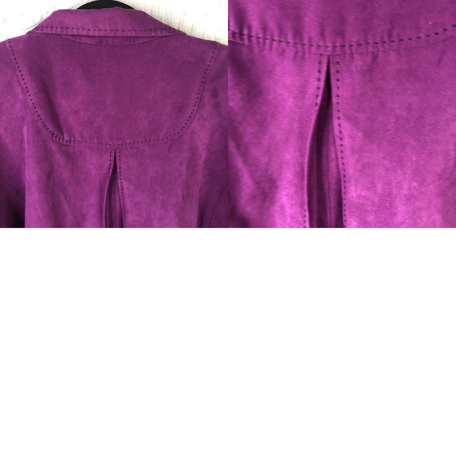 Vintage Maggie Barnes Jacket Womens 3X Purple Faux Suede Leopard Lined Button Front Size XXL / US 16-18 / IT 52-54 - 10 Thumbnail