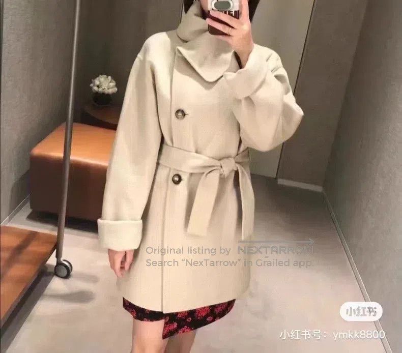 Hermes Hermes Oatmeal colored turn-down collar cashmere coat Size XS / US 0-2 / IT 36-38 - 6 Thumbnail