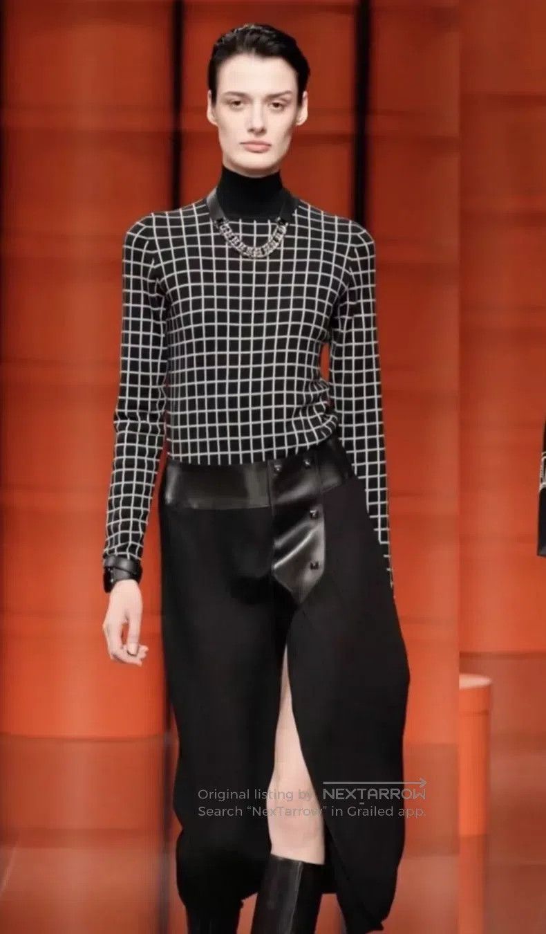 Hermes Hermes Knitted Turtleneck Sweater Black White Plaid High N Size XXS / US 00 / IT 34 - 6 Thumbnail