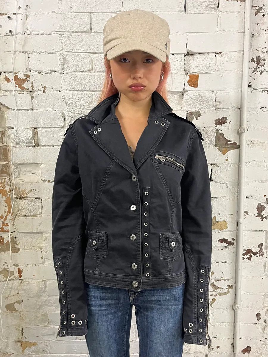 Dolce & Gabbana SS2004 Dolce & Gabbana Black Eyelet Perfecto Jacket Size M / US 6-8 / IT 42-44 - 2 Thumbnail