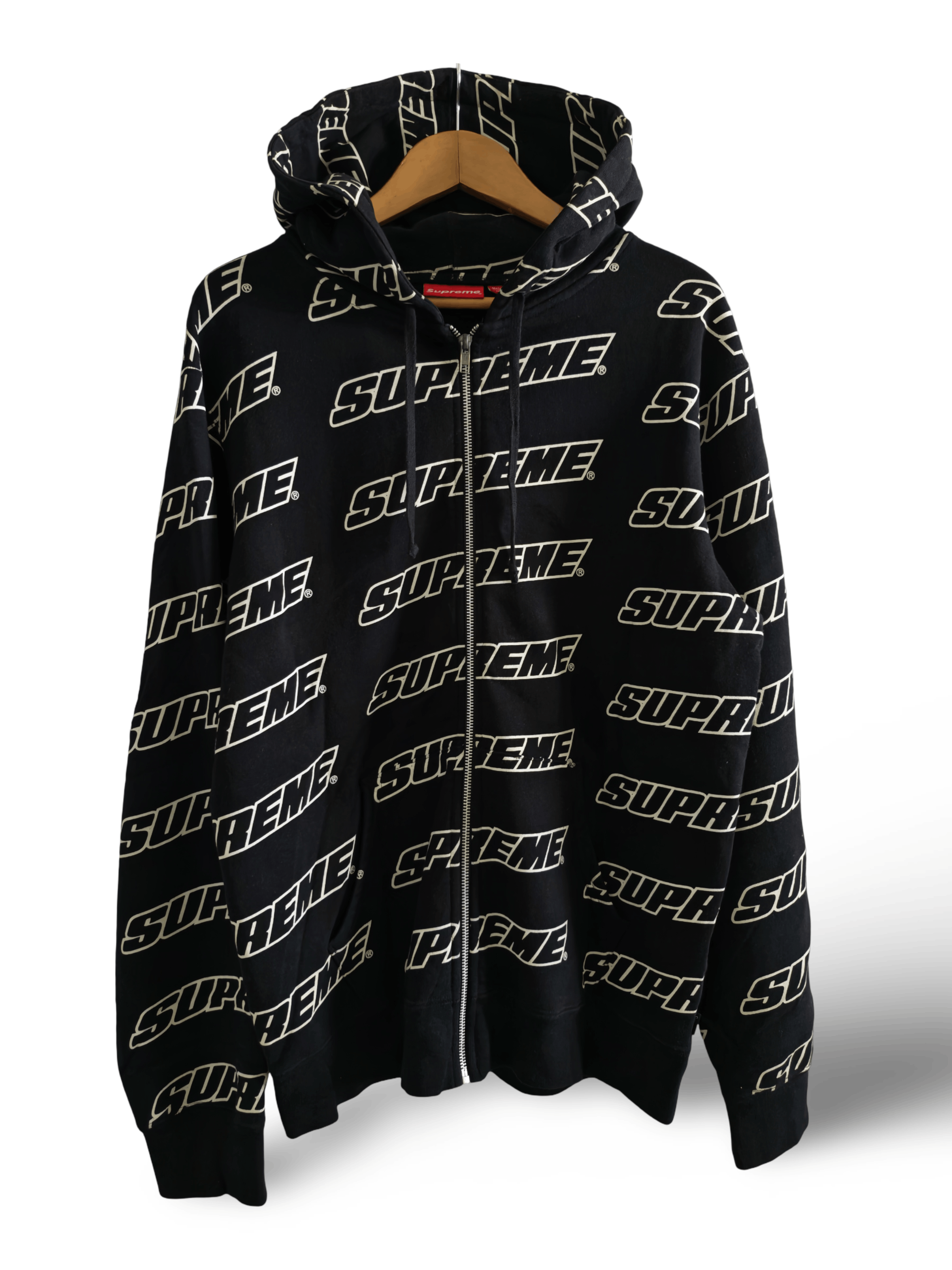 Supreme Old English Hood Logo Zip Up Sweatshirt Black FW16 | Grailed