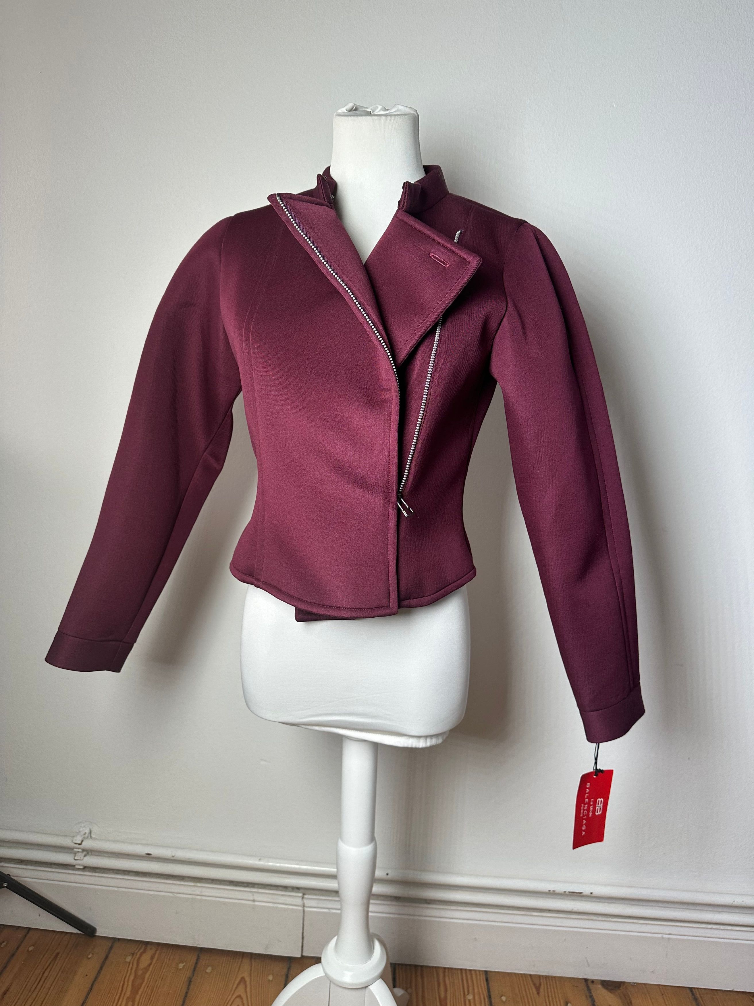 Balenciaga Vintage BB La Mode Cropped Moto Jacket Burgundy S Size S / US 4 / IT 40 - 1 Thumbnail