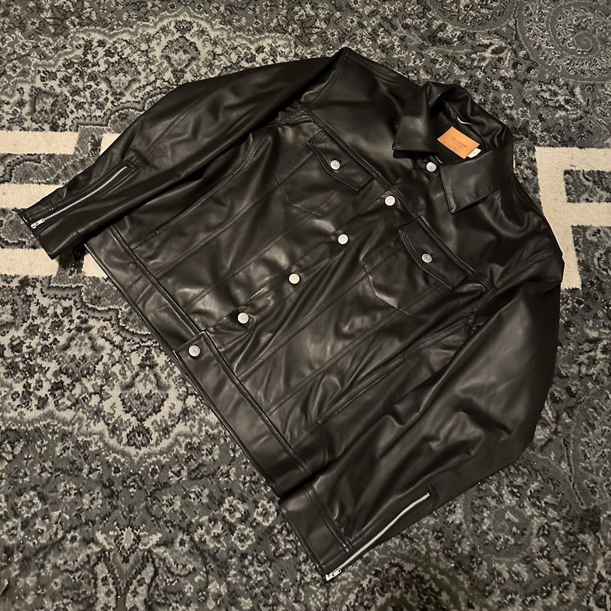 image of Collegium Pillar Moto-Trucker Nappa Leather Jacket in Black, Men's (Size Large)