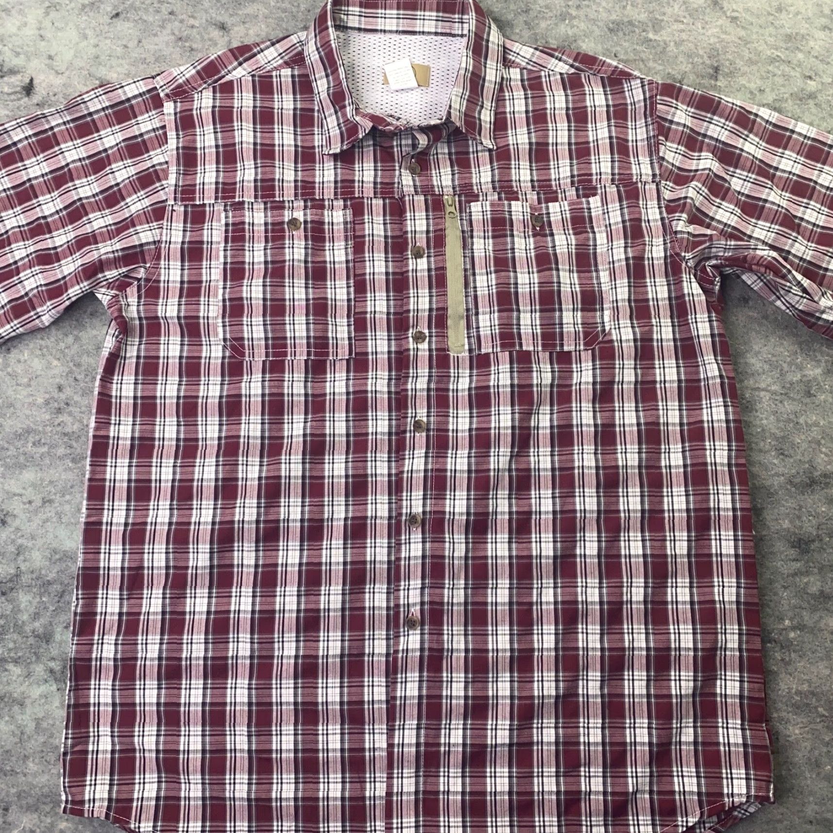 Haband Haband Travelers Mens Shirt Medium Maroon Plaid Button Up Short Sleeve Safari Regular Mens Size US M / EU 48-50 / 2 - 2 Thumbnail