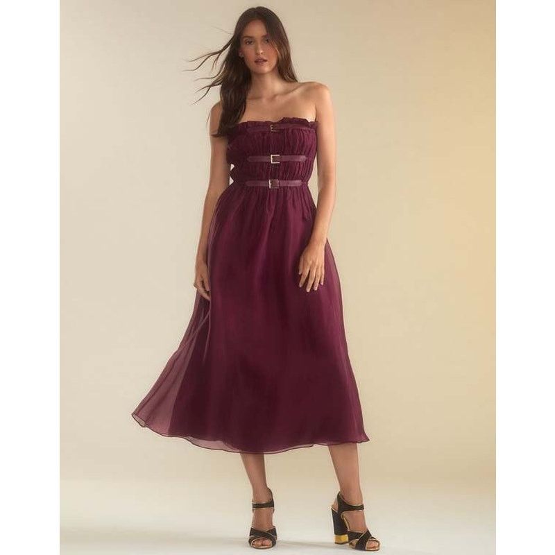 Cynthia Rowley Cynthia Rowley Buckle Up Silk Organza Dress burgundy size M Size M / US 6-8 / IT 42-44 - 13 Thumbnail