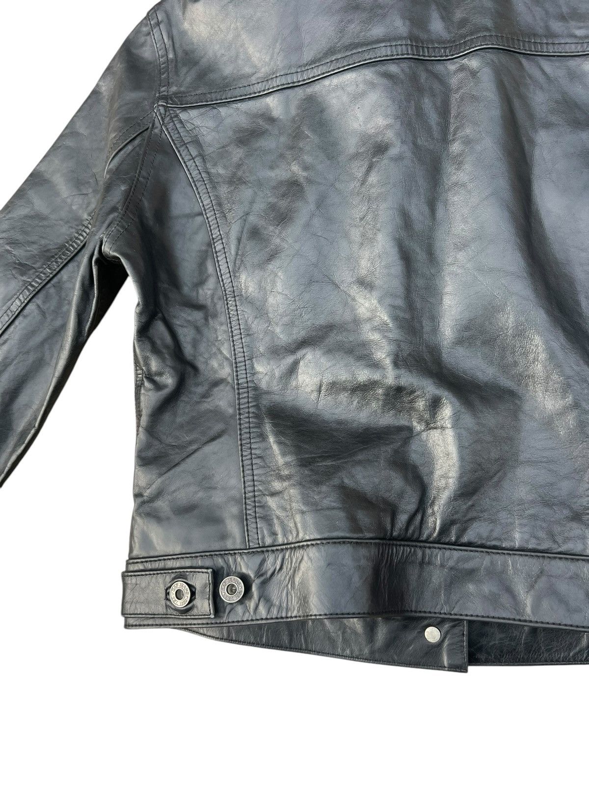 Gap Vintage Fall 2000 GAP Patina Black Leather Trucker Jacket Size S / US 4 / IT 40 - 16 Thumbnail