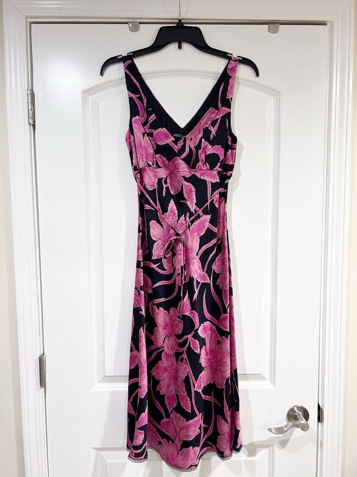 Designer Vintage Betsey Johnson Silk Slip Dress Floral Pink Black S Size S / US 4 / IT 40 - 1 Thumbnail