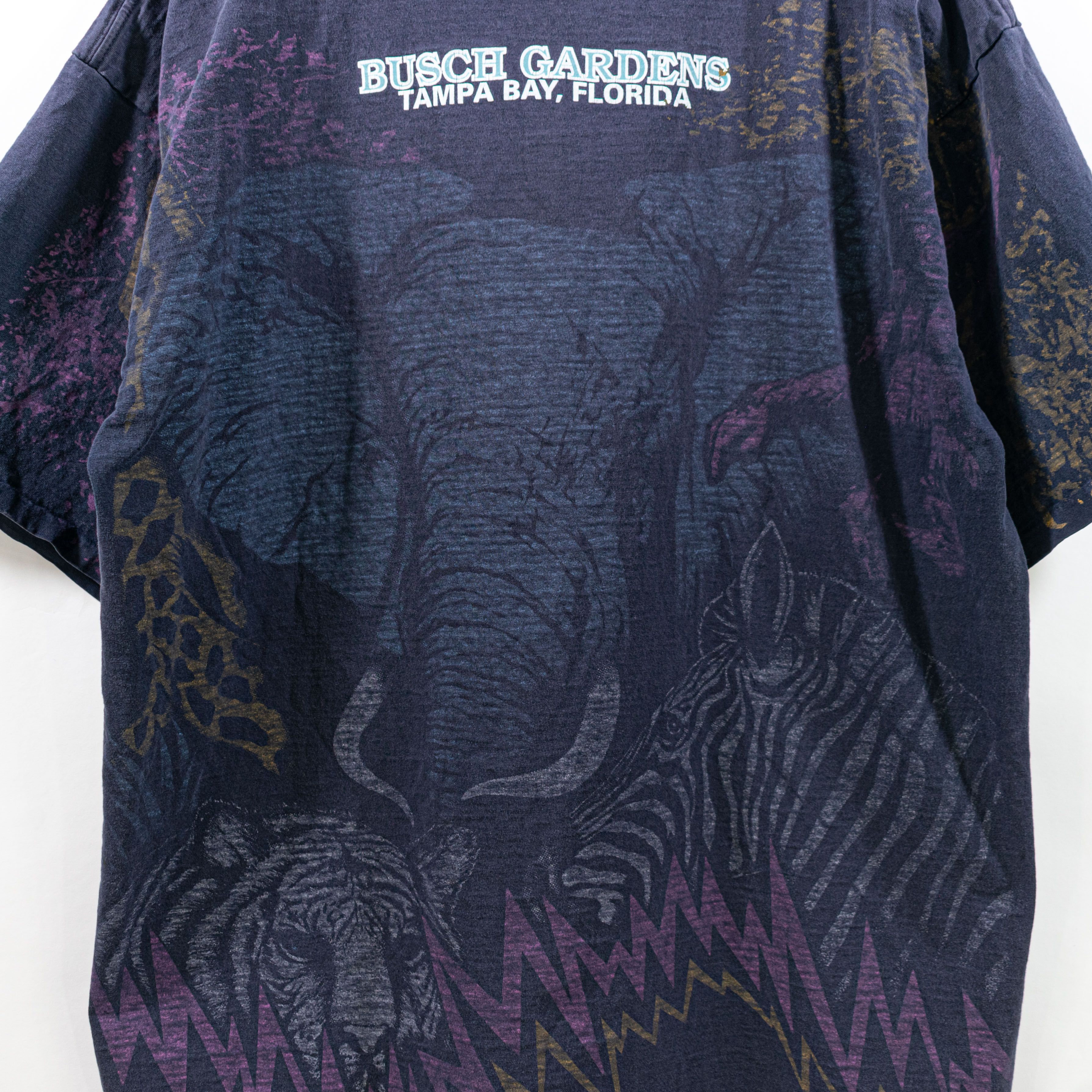 Vintage Busch Gardens Tampa Animal Zebra Elephant AOP T-Shirt VTG Size US XL / EU 56 / 4 - 5 Thumbnail
