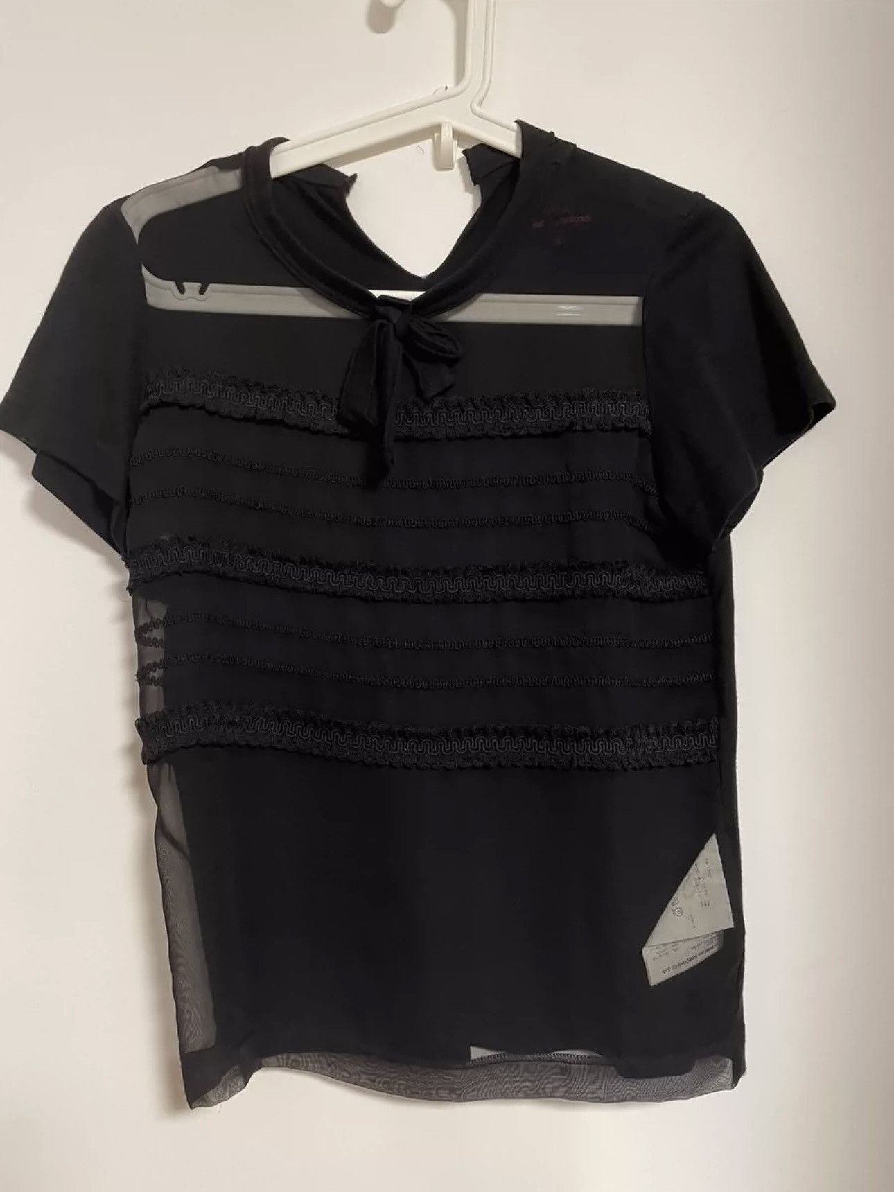 Comme des Garcons × Rei Kawakubo × Tricot Comme des Garcons Comme des Garcons tricot Sheer Patchwork Short Sleeve Size S / US 4 / IT 40 - 6 Thumbnail