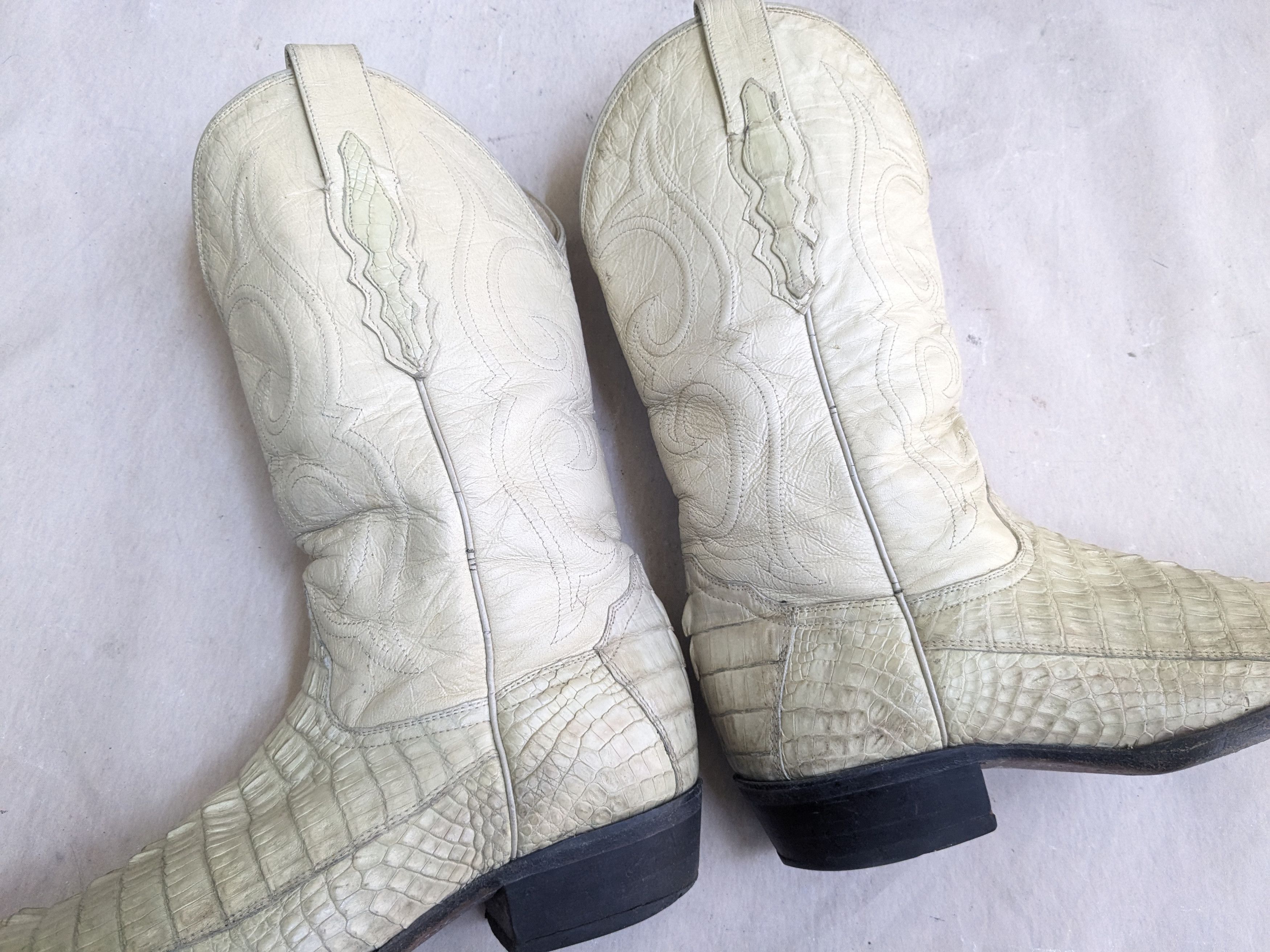 Genuine Leather Vintage Cowboy Boots Crocodile White 8.5 Leather Size US 8.5 / EU 41-42 - 8 Thumbnail