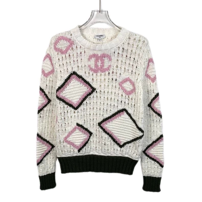 Chanel ChanelBeige geometric pattern inlaid hollow cotton long-sle Size XXS / US 00 / IT 34 - 1 Thumbnail